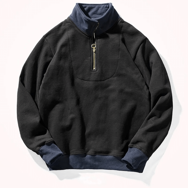 Men's autumn/winter cotton turtleneck sweatshirt with patchwork design, full-sleeve, and loose fit, perfect for cool casual occasions.